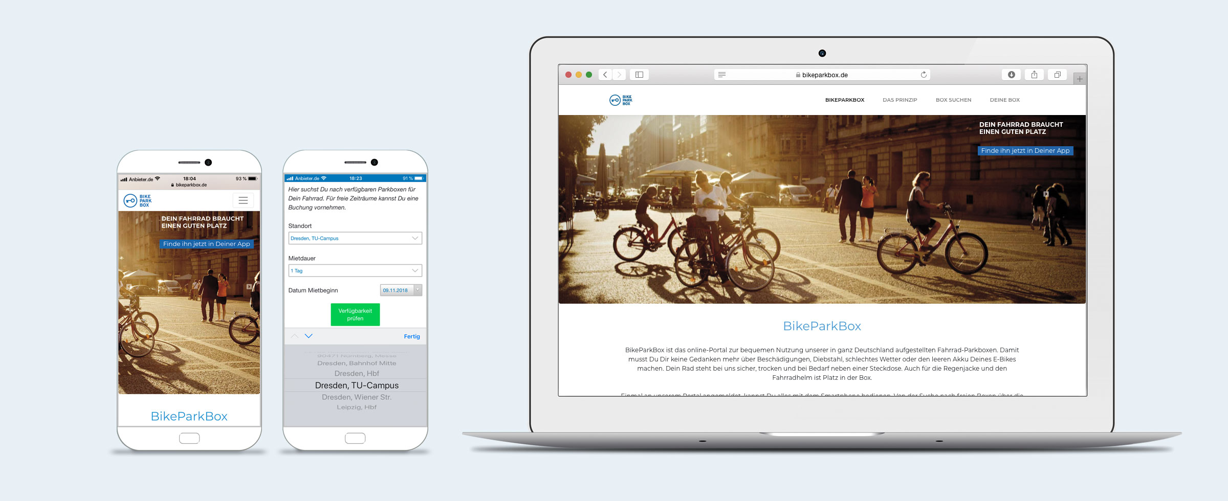 Fahrradbox Beispielbild für die Registrierung und das mobile Mieten von Fahrradboxen